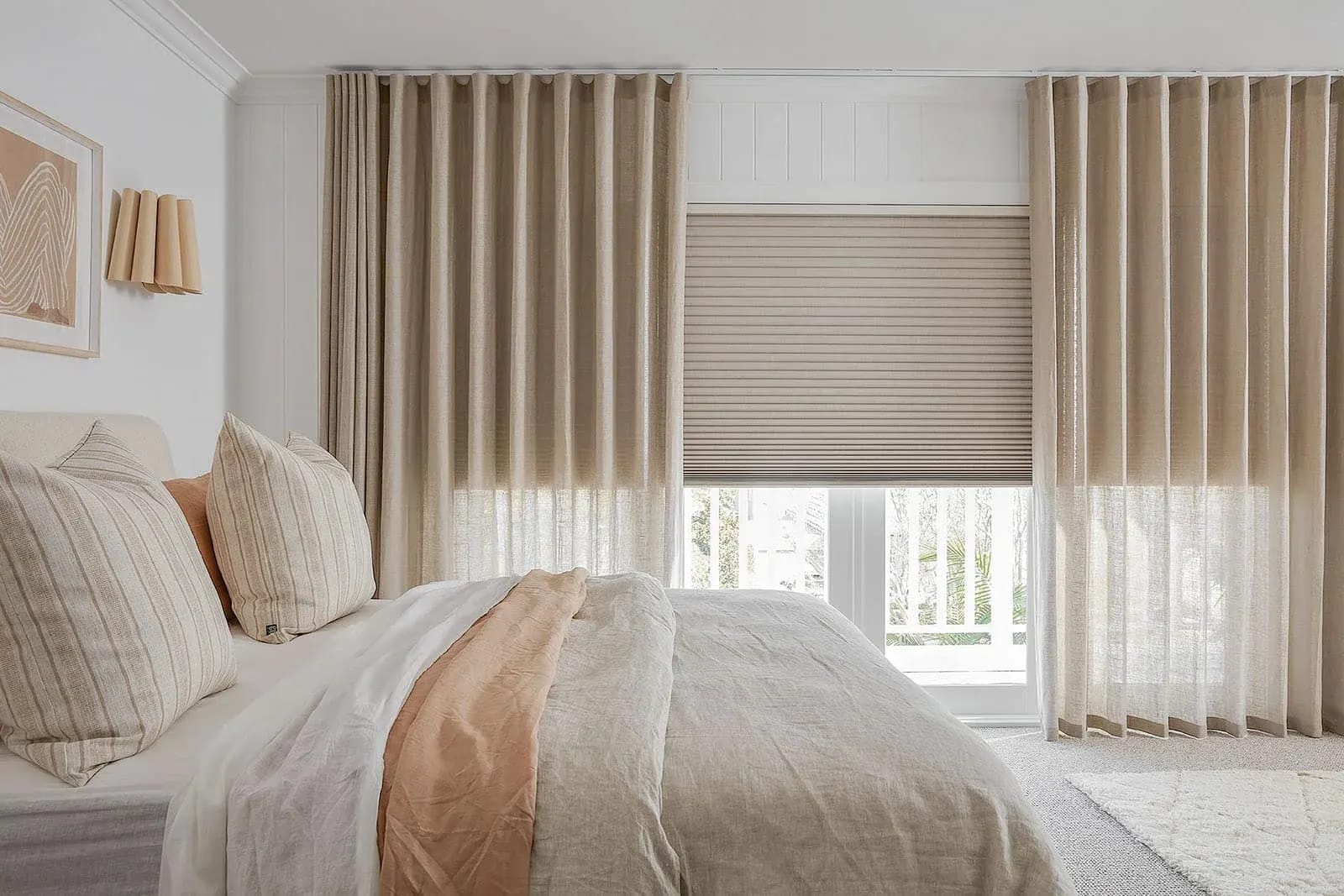 Drapery installed in a home