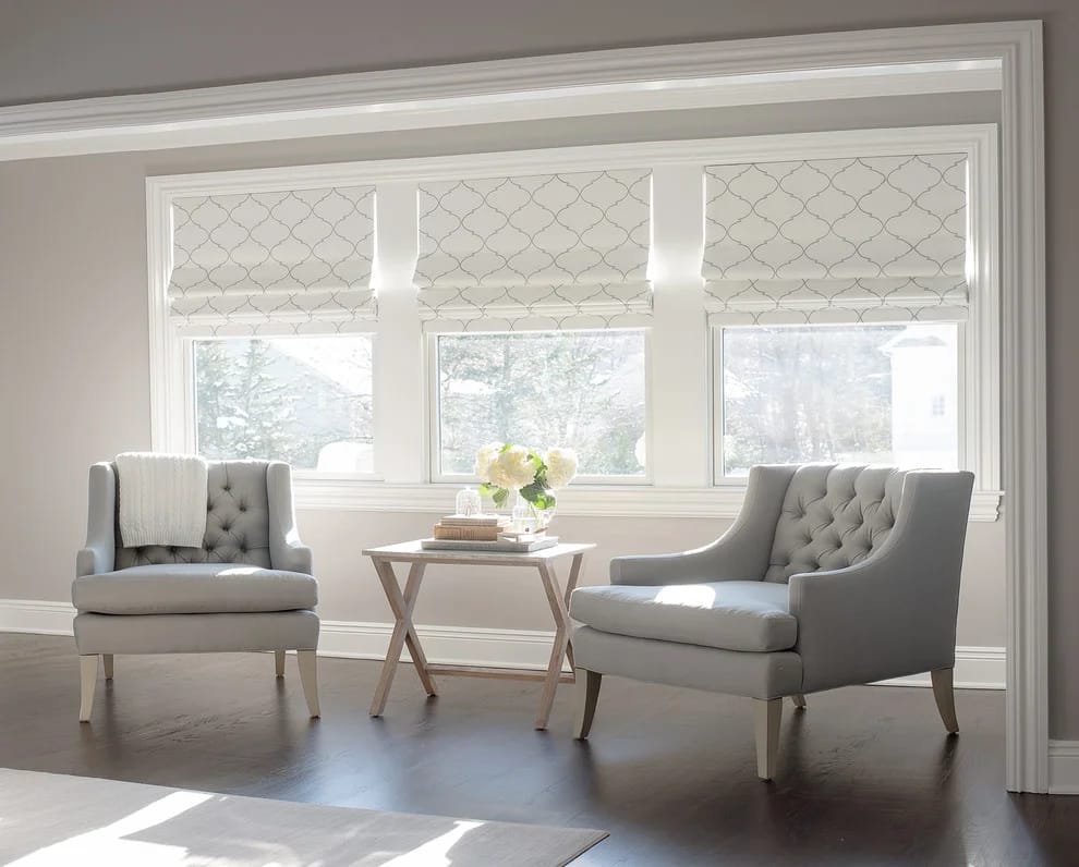 Luxury Roman Shades installed in a home