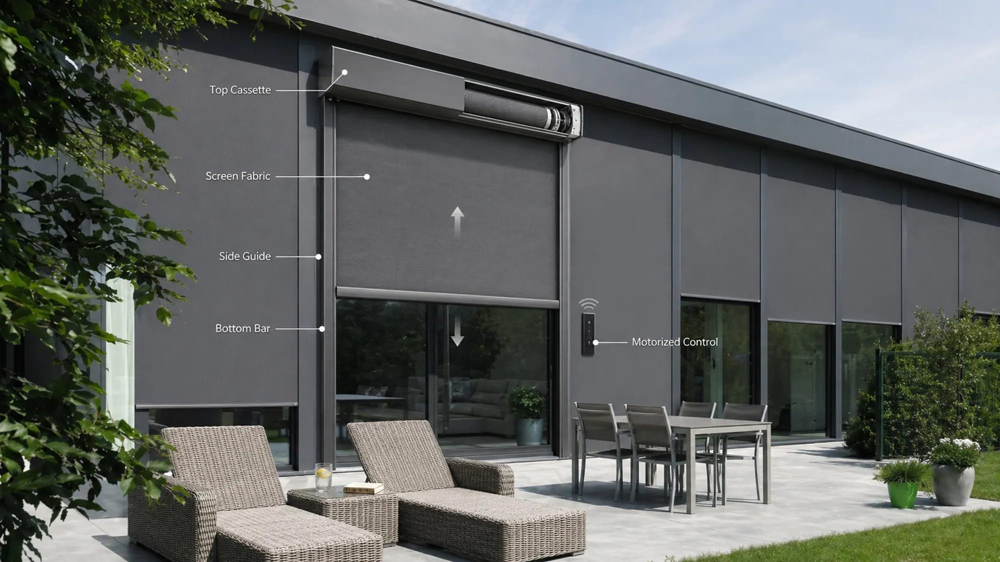 Outdoor Shades installed in a home