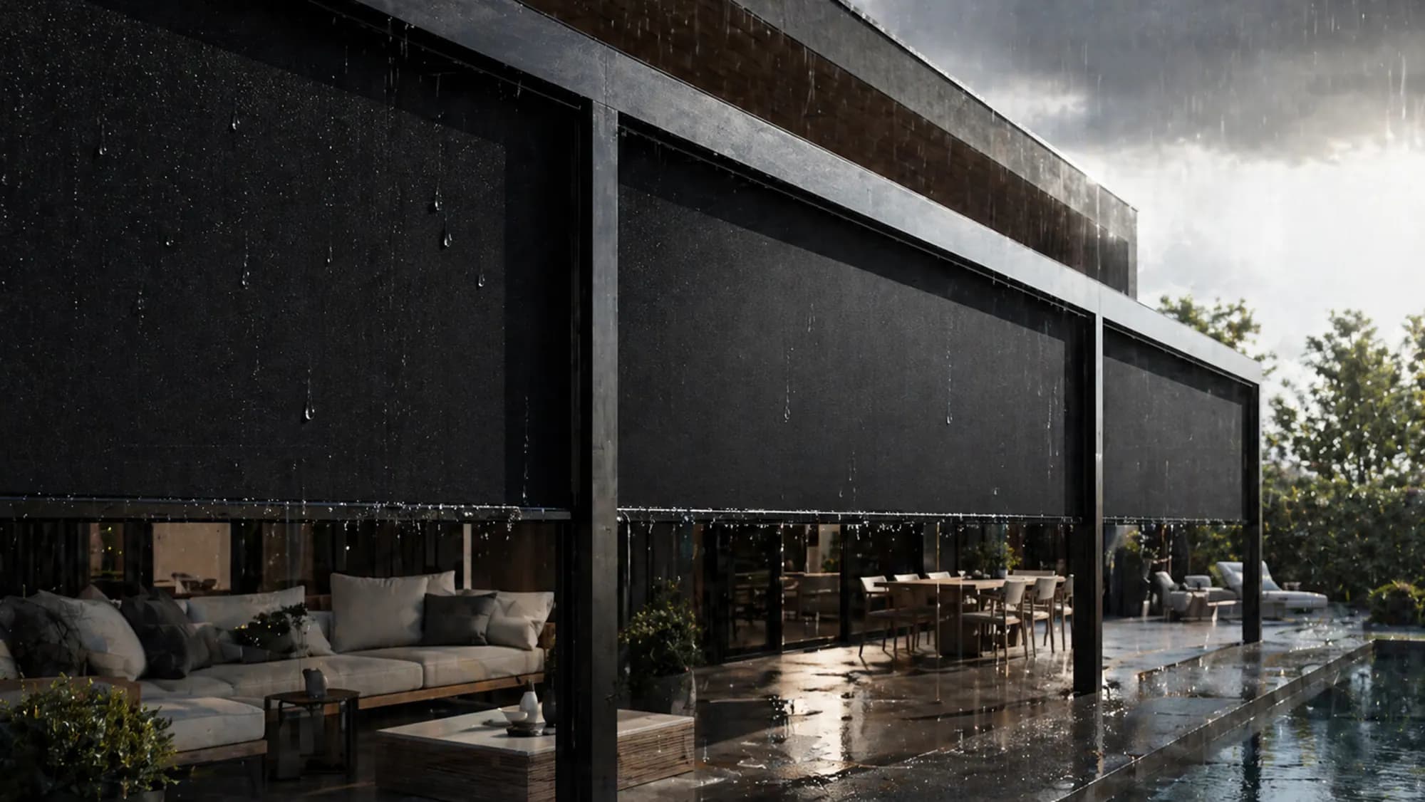 Outdoor Shades installed in a home